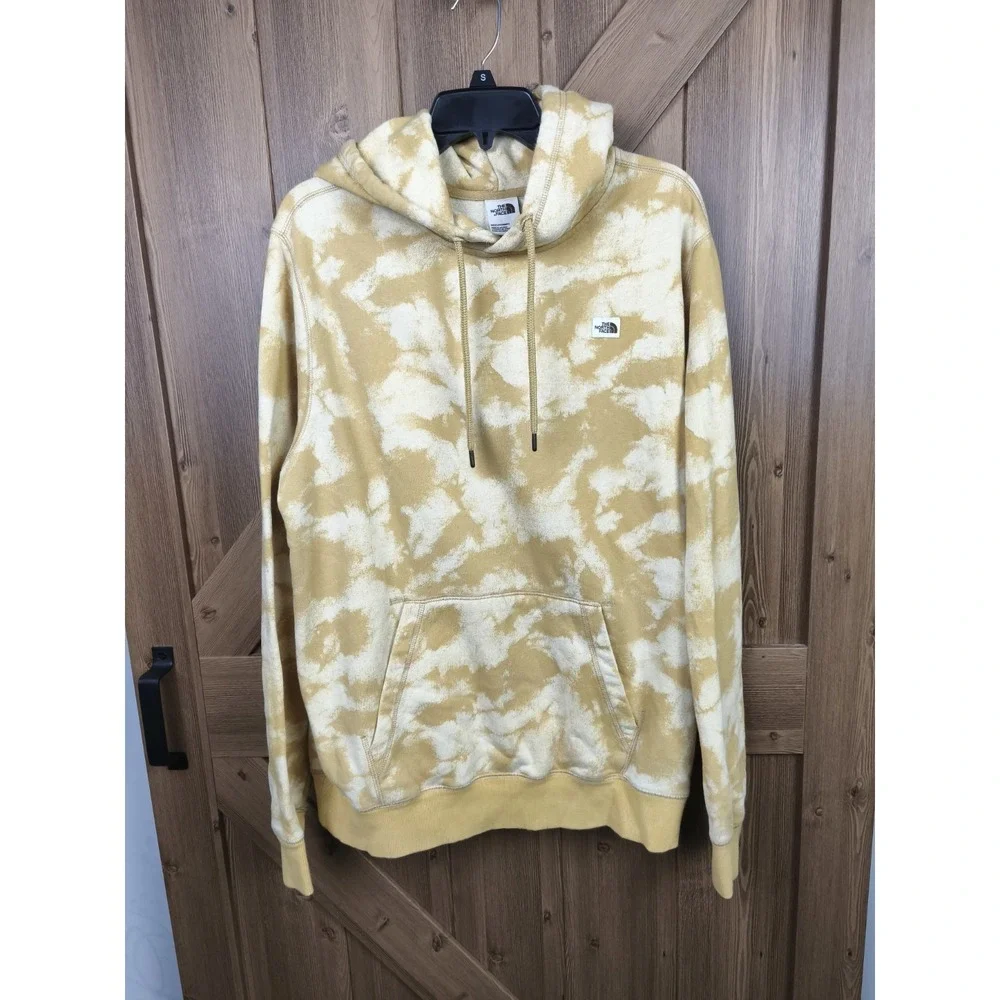 The North Face Tie Dye Hoodie Mens Large Tan Cream Pullover Sweatshirt